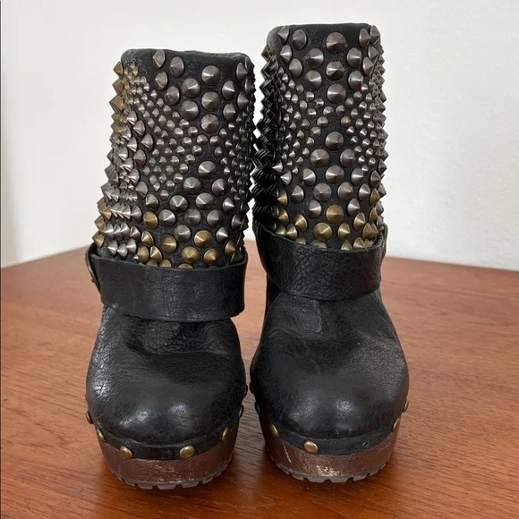 Sam Edelman Wickley Studded Foldover Boots Clogs size 6.5 Leather - Picture 3 of 7